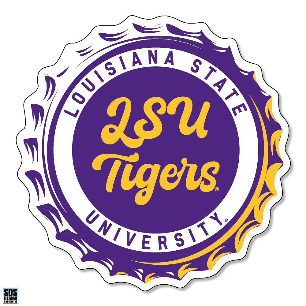 LSU 3.25 Inch Bottle Cap Rugged Sticker Decal