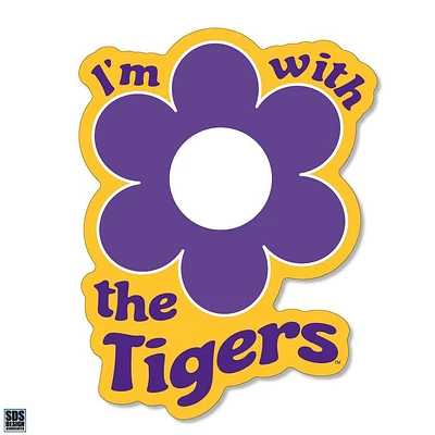 LSU 3.25 Inch I'm with Flower Rugged Sticker Decal