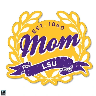 LSU 3.25 Inch Mom Leaves Rugged Sticker Decal