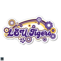 LSU 3.25 Inch Rainbow Flowers Rugged Sticker Decal