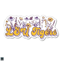 LSU 3.25 Inch Wildflowers Script Rugged Sticker Decal