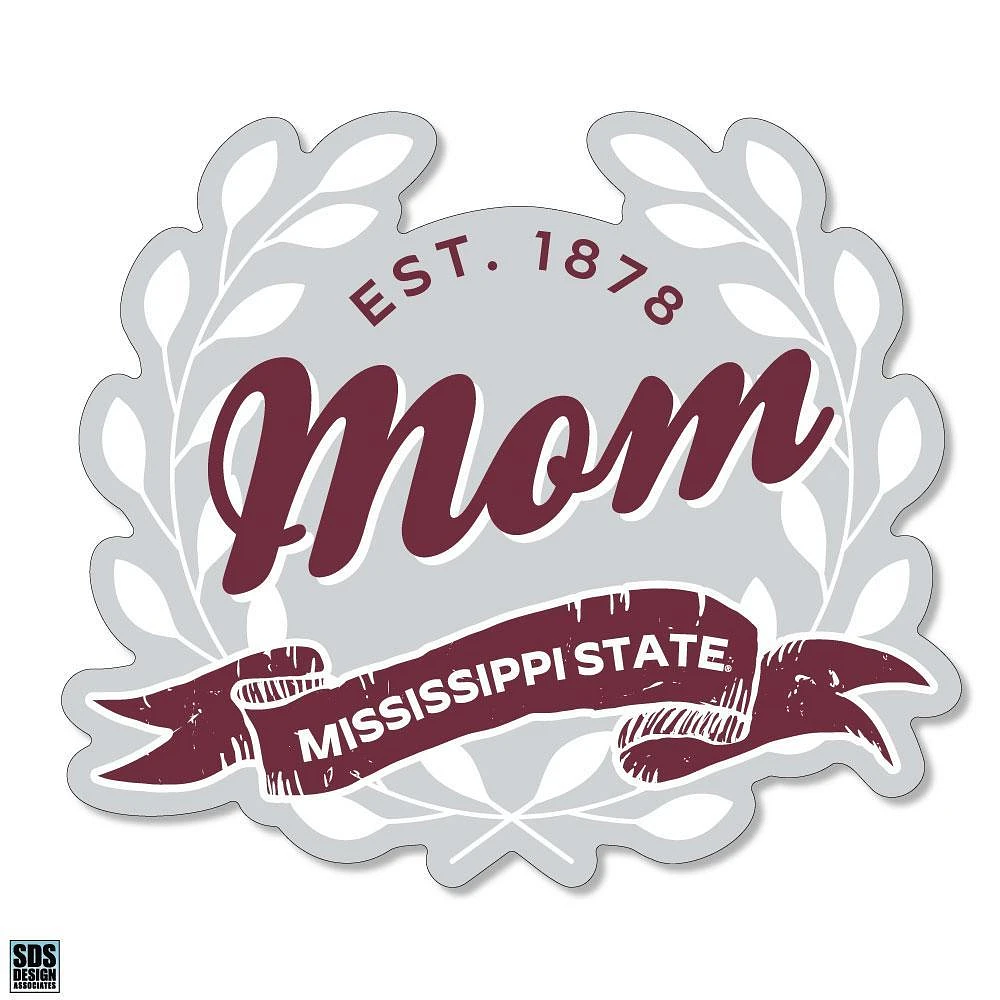 Mississippi State 3.25 Inch Mom Leaves Rugged Sticker Decal