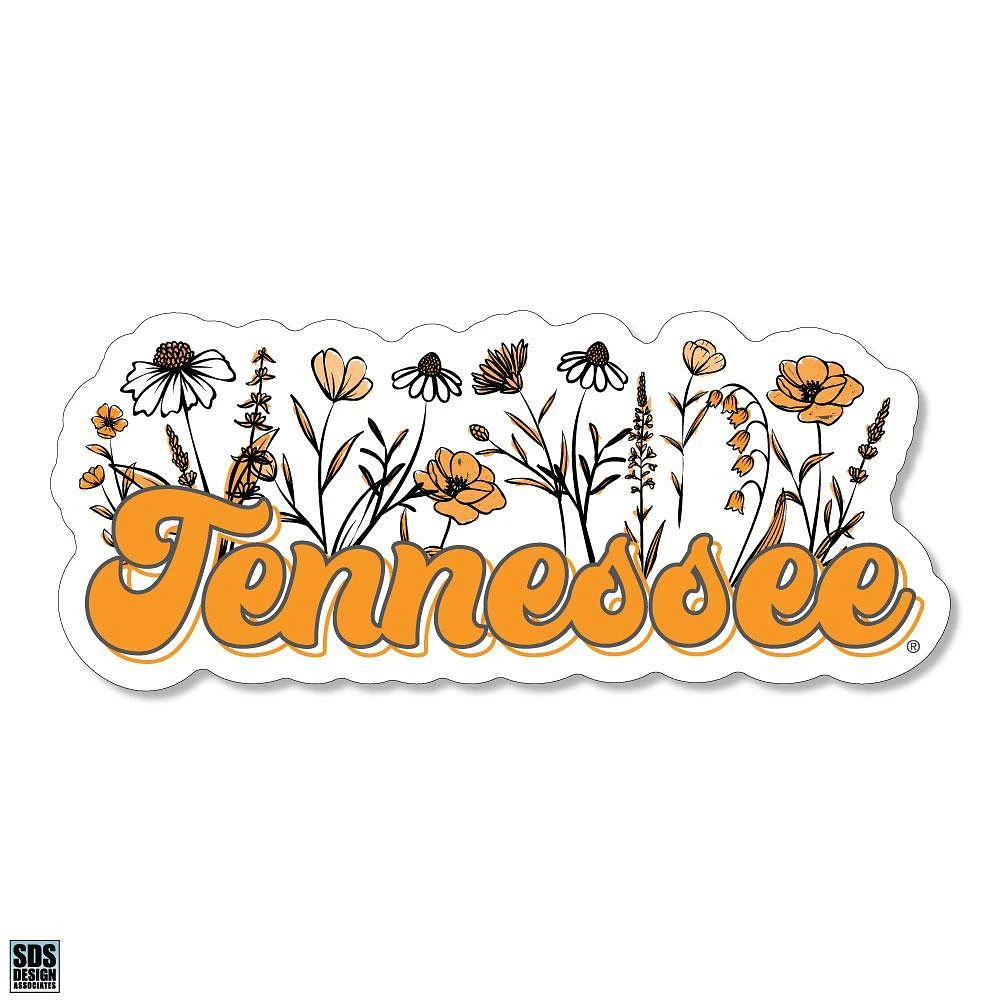 Tennessee 3.25 Inch Wildflowers Script Rugged Sticker Decal