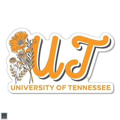 Tennessee 3.25 Inch Flowers Script Rugged Sticker Decal