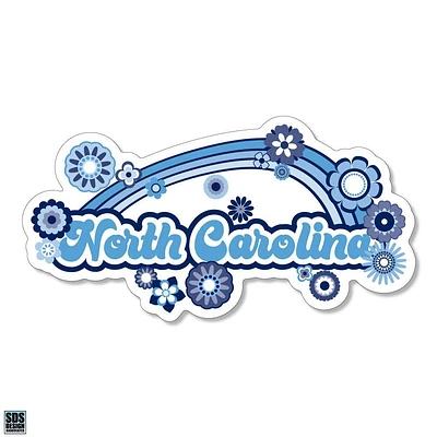 Carolina 3.25 Inch Rainbow Flowers Rugged Sticker Decal