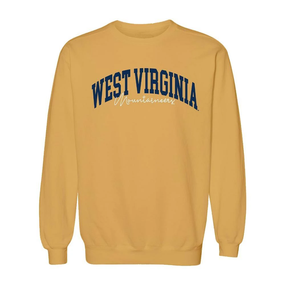 West Virginia Classic Arch Over Script Pigment Crew