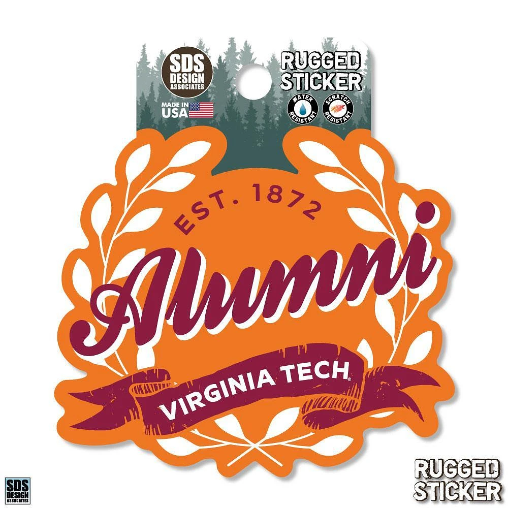 Virginia Tech 3.25 Inch Alumni Leaves Rugged Sticker Decal