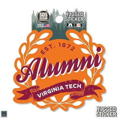 Virginia Tech 3.25 Inch Alumni Leaves Rugged Sticker Decal