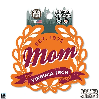 Virginia Tech 3.25 Inch Mom Leaves Rugged Sticker Decal