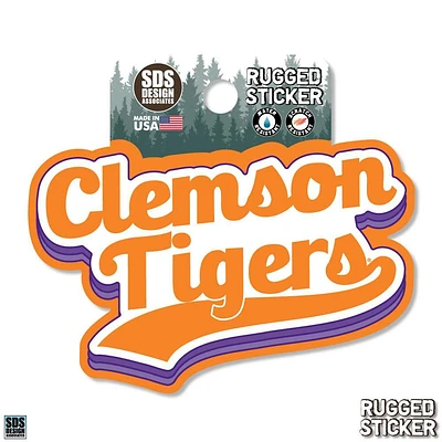 Clemson 3.25 Inch Retro Stack Rugged Sticker Decal