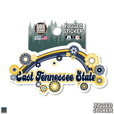ETSU 3.25 Inch Rainbow Flowers Rugged Sticker Decal
