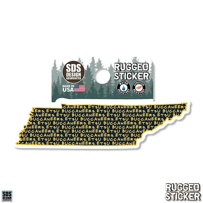 ETSU 3.25 Inch Text Fill State Rugged Sticker Decal