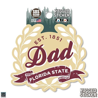 Florida State 3.25 Inch Dad Leaves Rugged Sticker Decal
