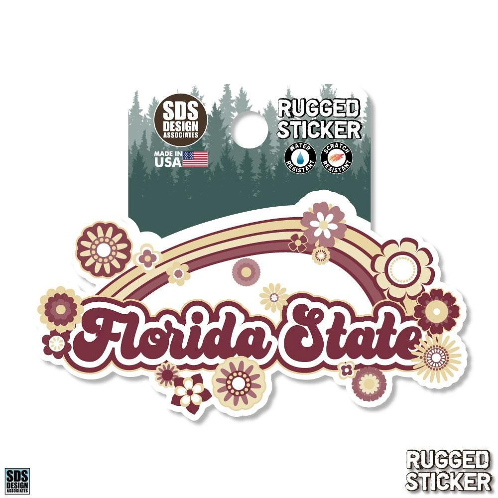 Florida State 3.25 Inch Rainbow Flowers Rugged Sticker Decal