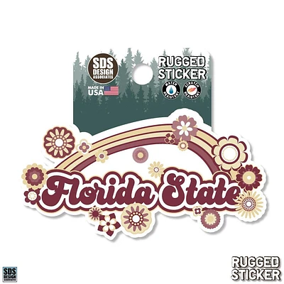 Florida State 3.25 Inch Rainbow Flowers Rugged Sticker Decal