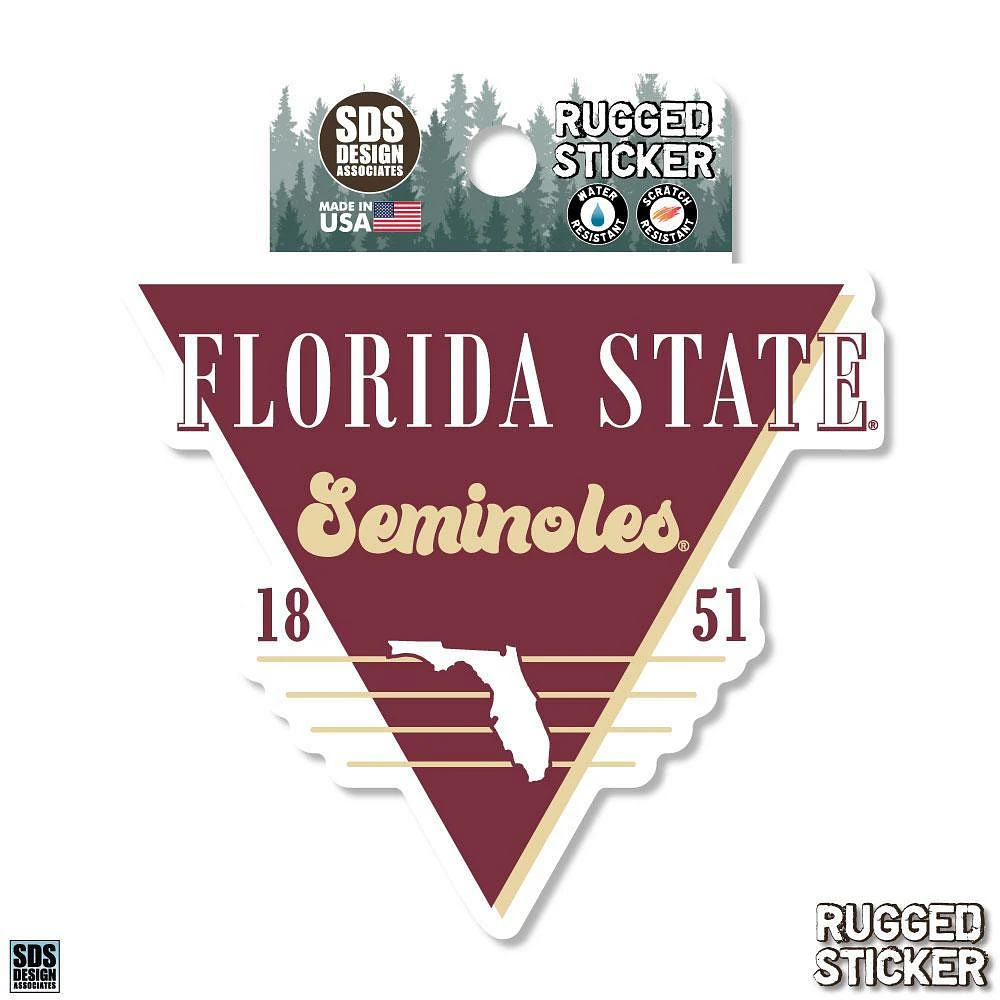 Florida State 3.25 Inch Retro Triangle Rugged Sticker Decal