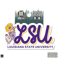 LSU 3.25 Inch Flowers Script Rugged Sticker Decal