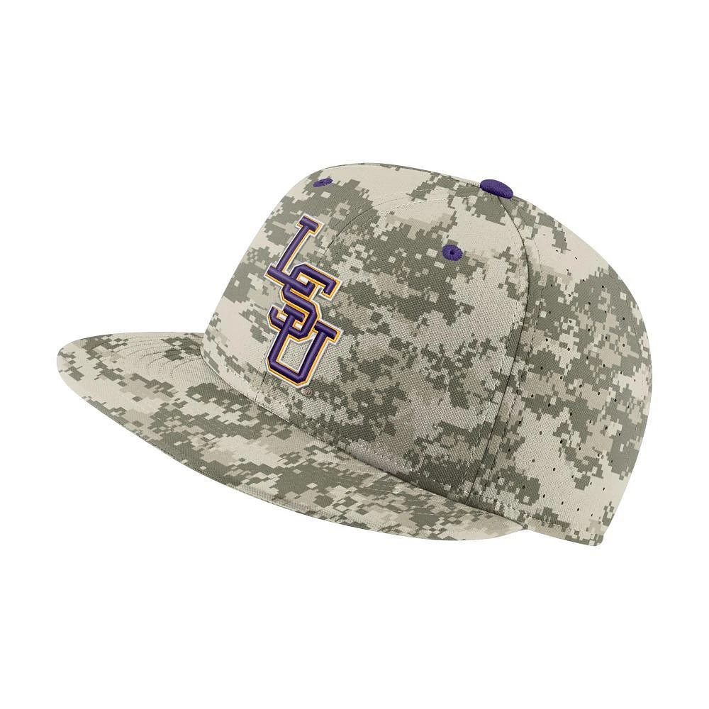 LSU Nike Camo Aero True Fitted Baseball Cap