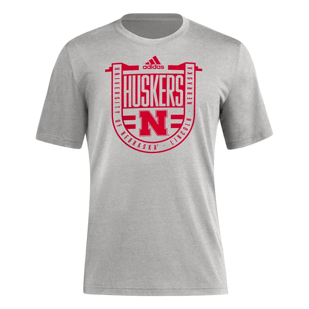 Nebraska Adidas Banner Crest Blend Tee