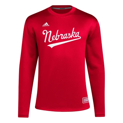 Nebraska Adidas Reverse Retro Icon Fleece Crew