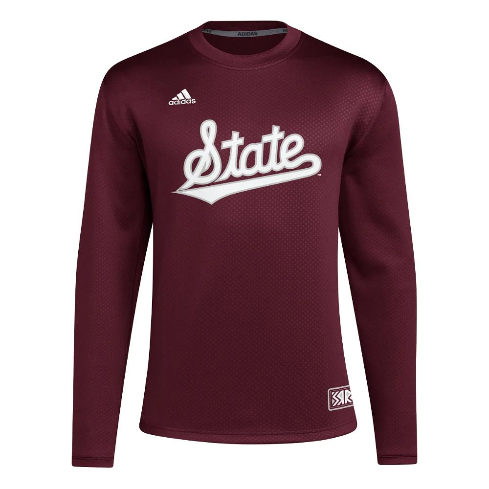 Mississippi State Adidas Reverse Retro Icon Fleece Crew