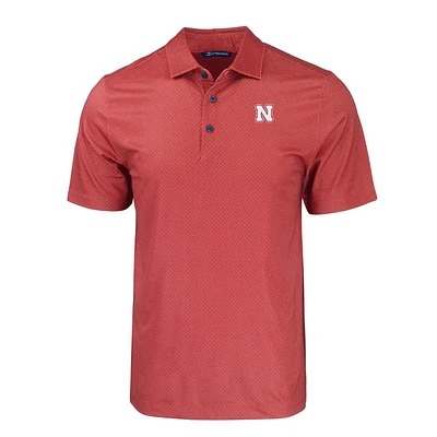 Nebraska Cutter & Buck Tonal Geo Print Polo