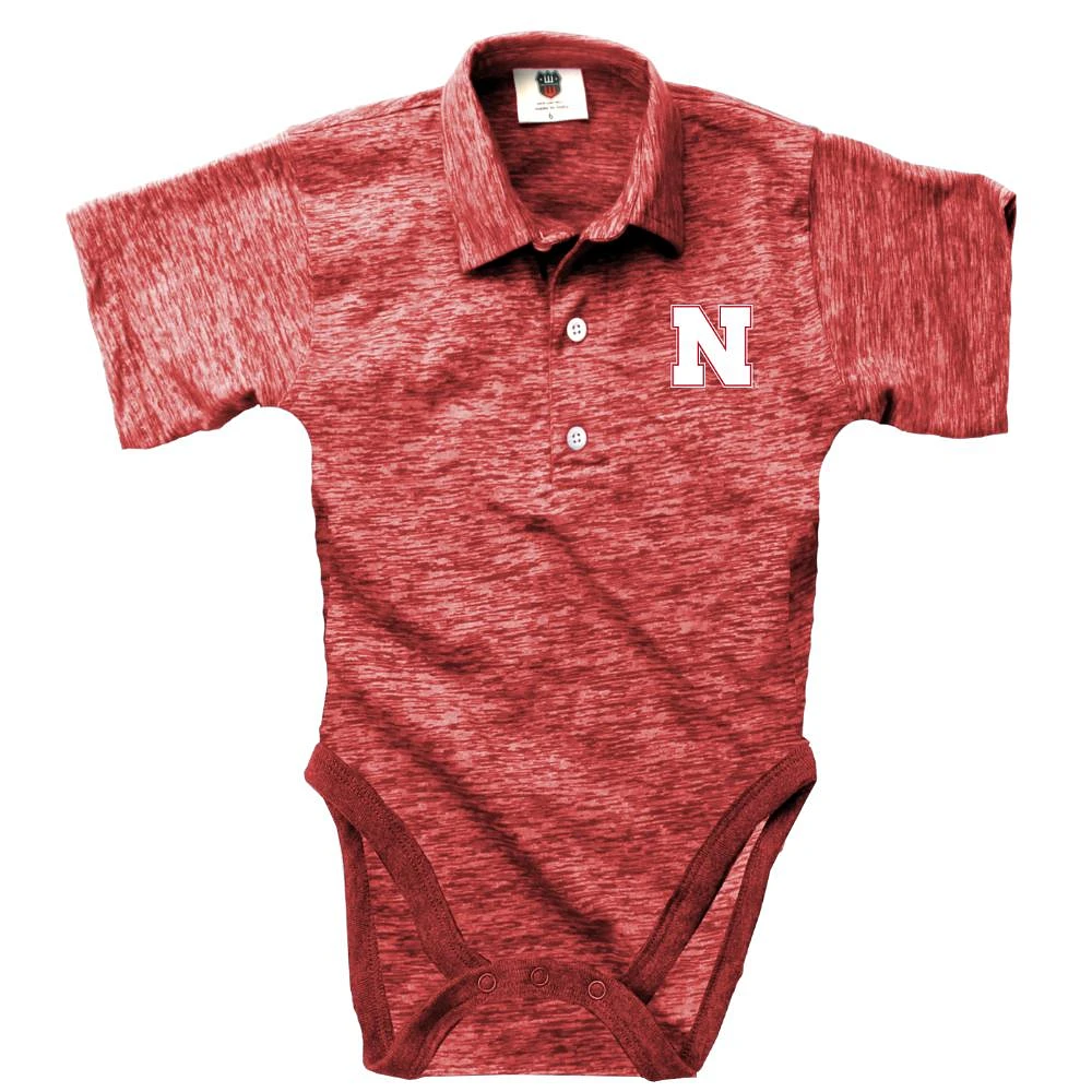 Nebraska Wes and Willy Infant Cloudy Yarn Polo Hopper