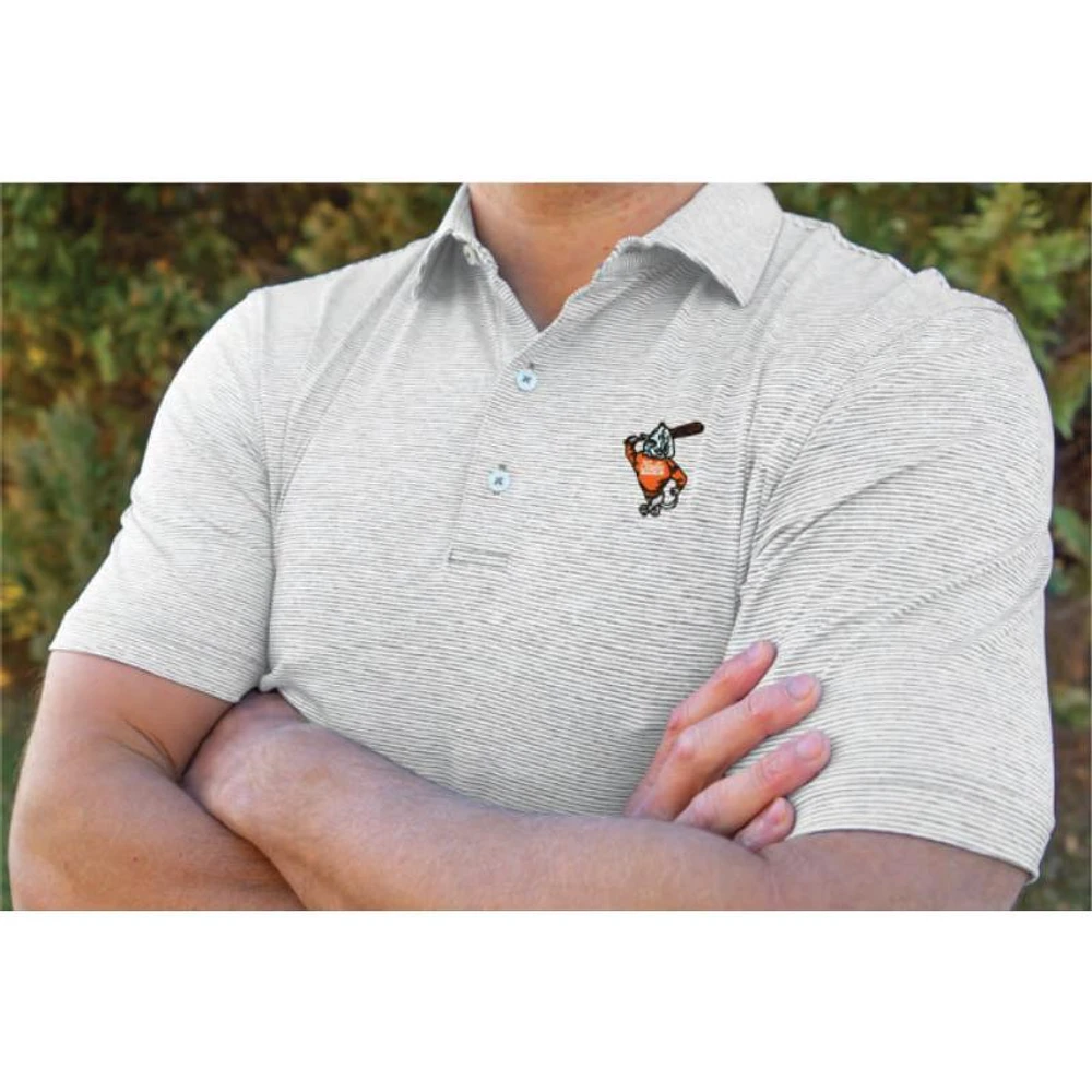 Tennessee Volunteer Traditions Smokey Baseball Micro Heather Stripe Polo