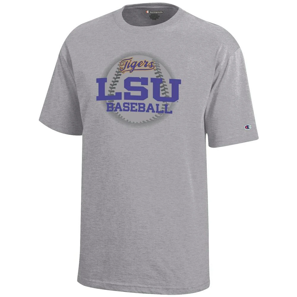 LSU Champion YOUTH Logo Wordmark Baseball Stack Tee