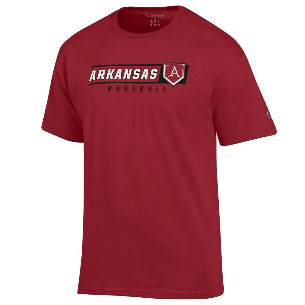 Arkansas Champion Baseball Rectangle with Logo Plate Tee