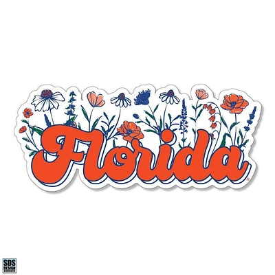 Florida 3.25 Inch Wildflowers Script Rugged Sticker Decal