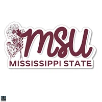 Mississippi State 3.25 Inch Flowers Script Rugged Sticker Decal
