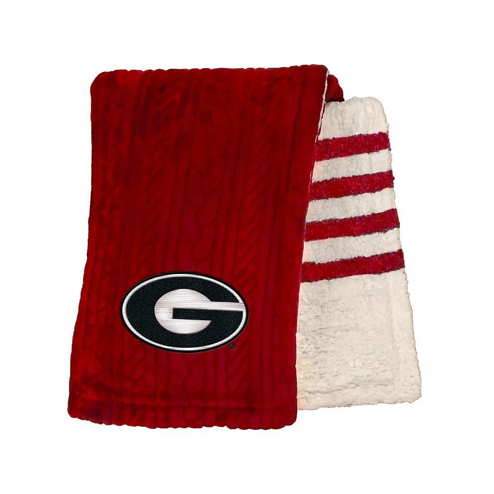 Georgia Pegasus Embossed Knit Sherpa Stripe Blanket