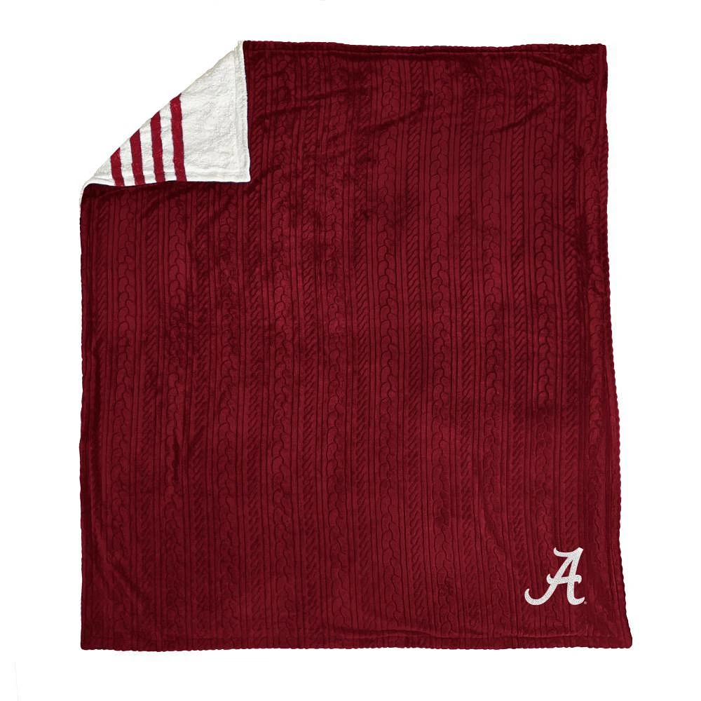 Alabama Pegasus Embossed Knit Sherpa Stripe Blanket