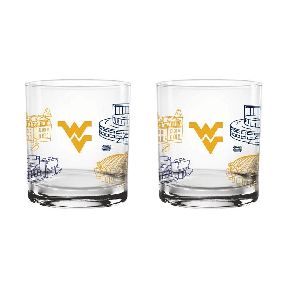 West Virginia 14 Oz Campus Rocks Glass