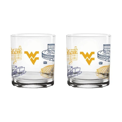 West Virginia 14 Oz Campus Rocks Glass