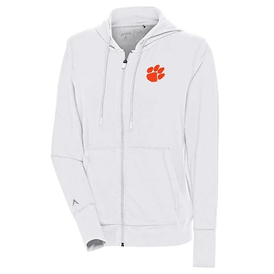 Clemson Antigua Women's Moving Brushed Full Zip Hoodie