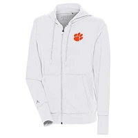 Clemson Antigua Women's Moving Brushed Full Zip Hoodie