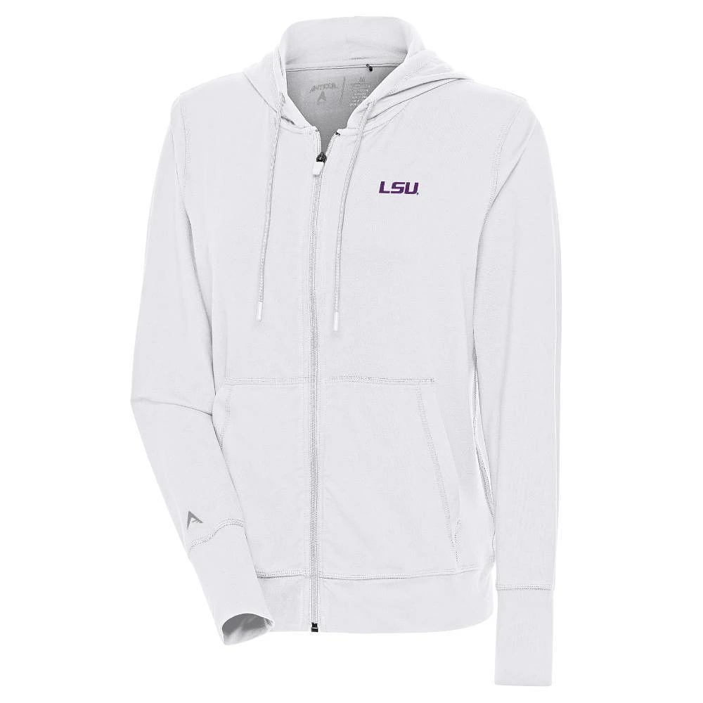 LSU Antigua Women's Moving Brushed Full Zip Hoodie