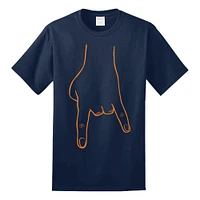 Bacon Navy and Orange Horn Hands Down Tee