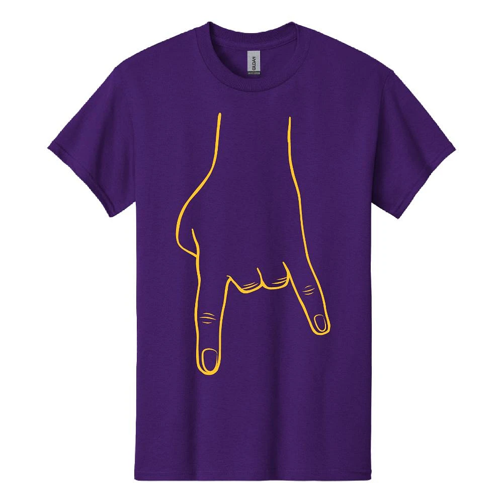 Bacon Purple and Gold Horn Hands Down Tee