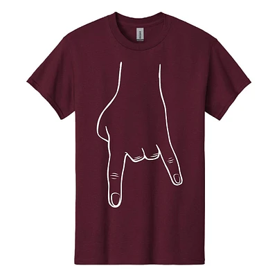 Bacon Maroon and White Horn Hands Down Tee