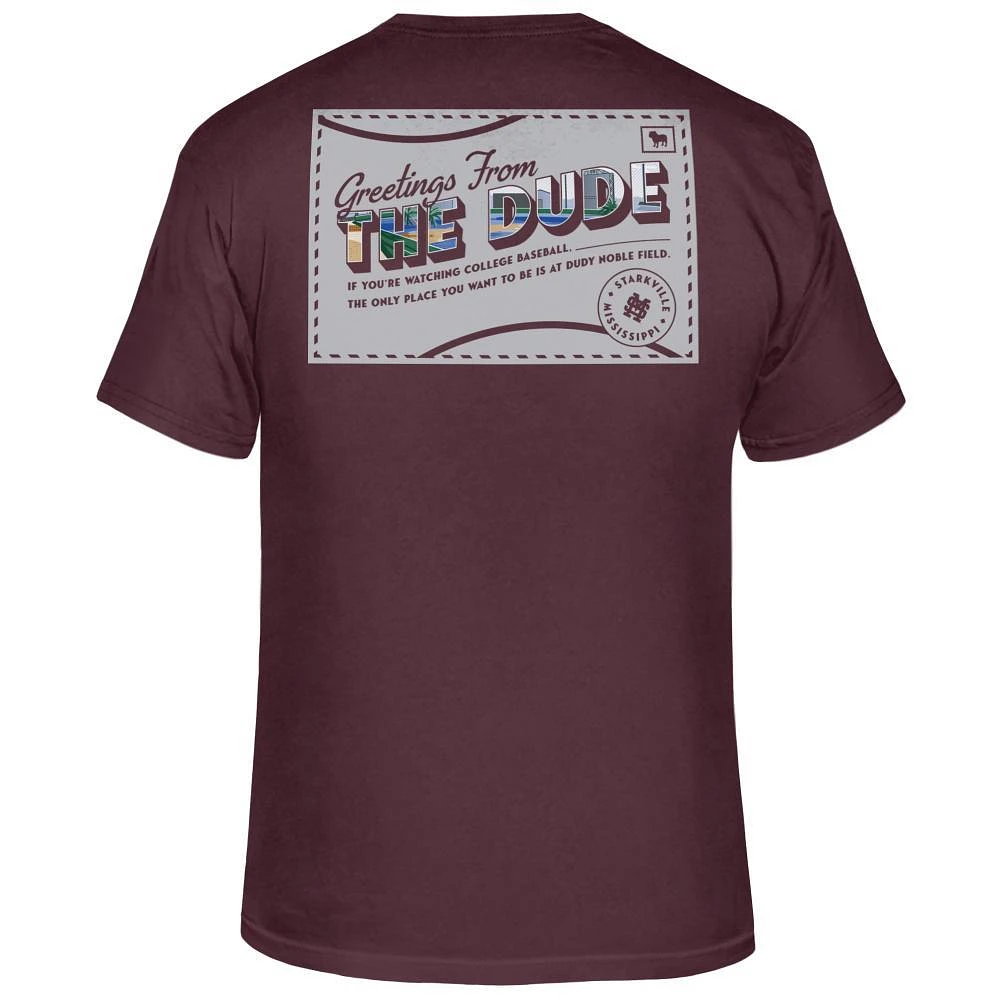 Mississippi State Retro Brand Greetings from the Dude Tee