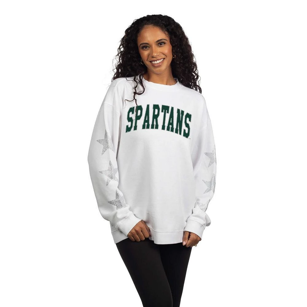 Michigan State Tall Arc Metallic Star Sleeve Campus Crew