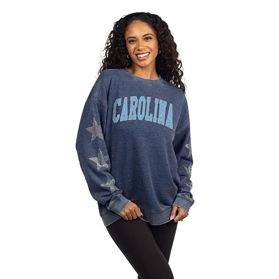 UNC Tall Arc Metallic Star Sleeve Campus Crew