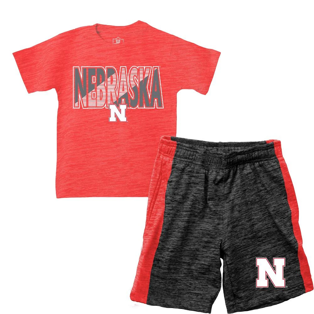 Nebraska Wes and Willy Toddler Tee Contrast Short Set