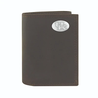 Kentucky Zep-Pro Brown Leather Concho Trifold Wallet