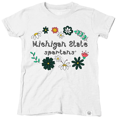 Michigan State Wes and Willy Toddler Flower Design Blend Tee