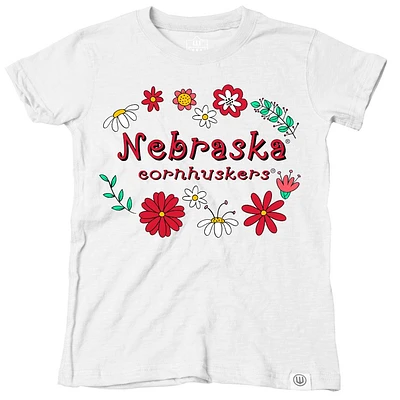 Nebraska Wes and Willy Infant Flower Design Blend Tee