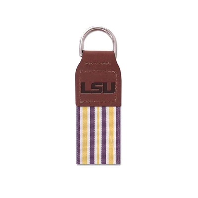 LSU Zep-Pro Leather Ribbon Keychain